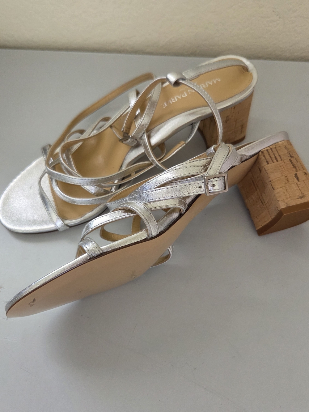 Marion Parke Bianca Strappy Leather Sandals In Silver